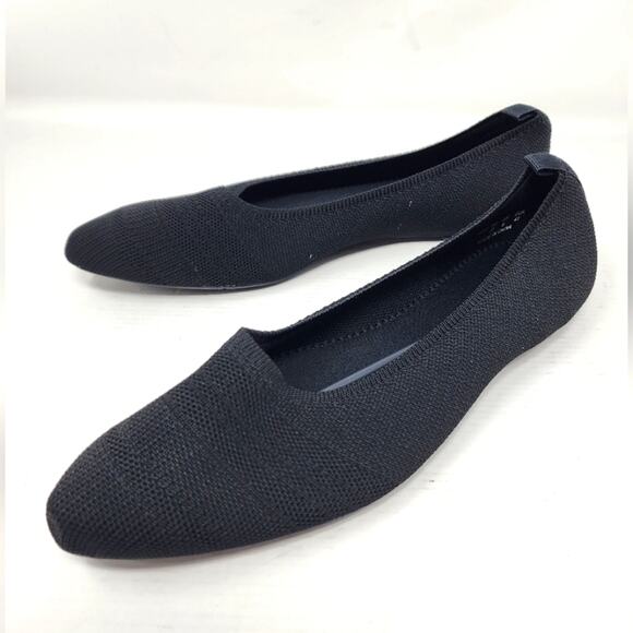 Black Flats Ballet Flats Pointed Toe Mesh Breathable Cushion Comfort Size 10 New - Picture 1 of 10